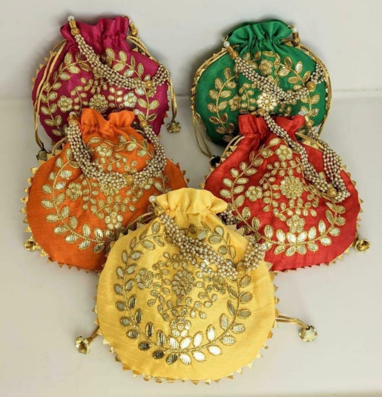 Silk Beautiful Potli Bag in Multi Colour